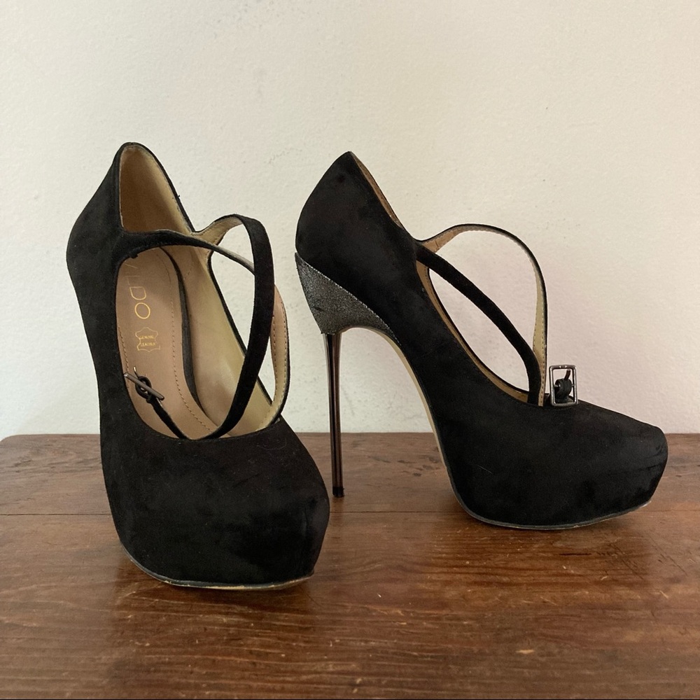 ALDO Leather Ankle Wrap Stilettos